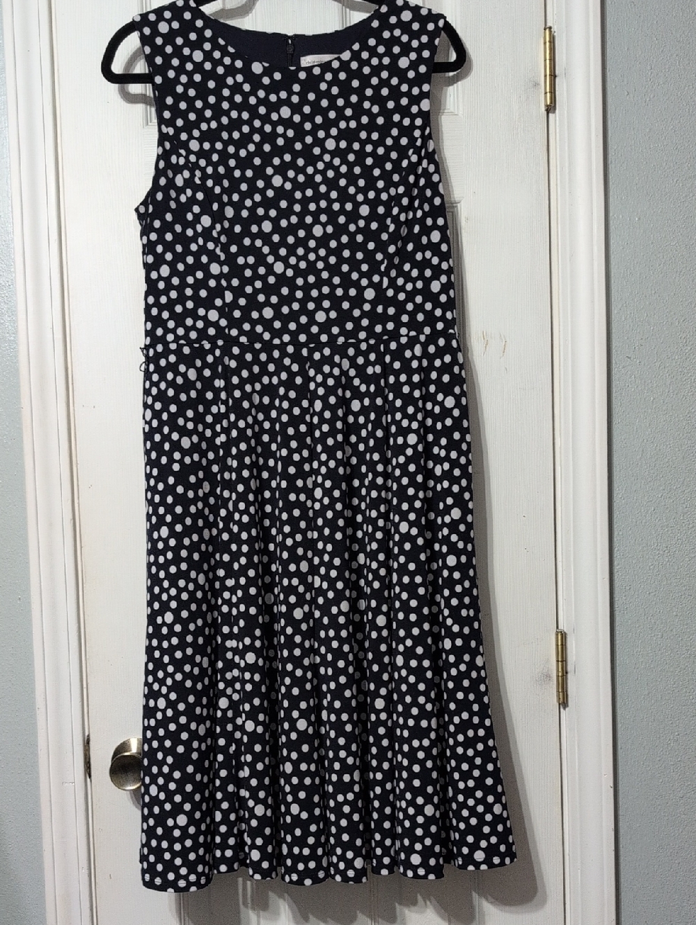 Christopher & Banks Navy and White Polka Dot Dress